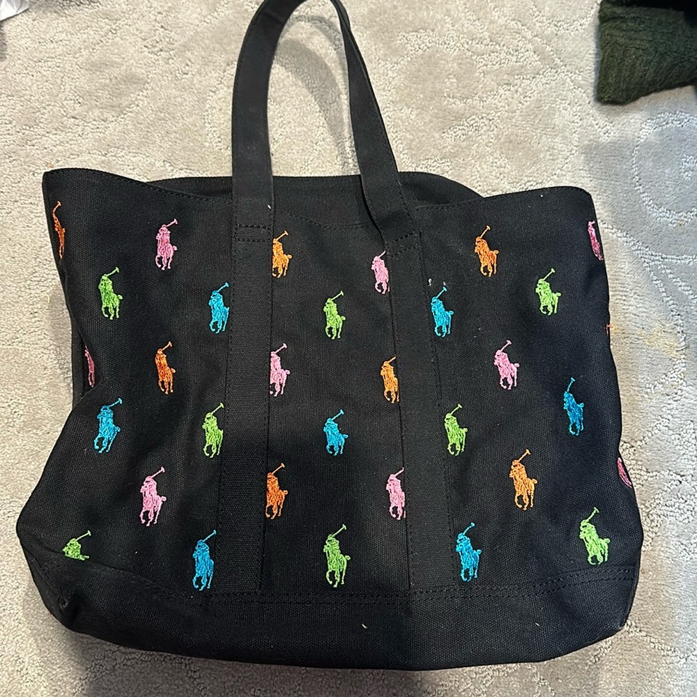 Ralph Lauren tote- Black with colorful logos